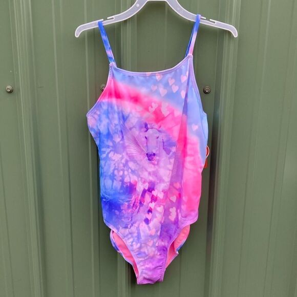 Girls Flounce Bikini & Unicorn One Piece Swimsuit Bathing Suit 2-Pack XL - Picture 4 of 11